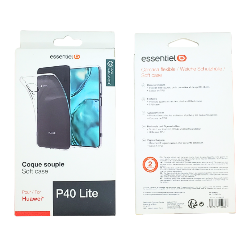 Coque Souple Transparent ESSENTIELB pour Huawei P40 Lite — Accessoire · Smarty Paris 18e